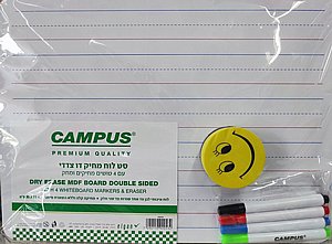 סט לוח מחיק דו צדדי עם 4 טושים מחיקים ומחק CAMPUS סט לוח מחיק דו צדדי עם 4 טושים מחיקים ומחק CAMPUS